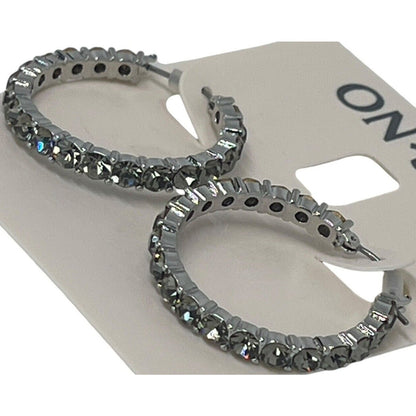 Silver Tone Crystal Hoop Earrings Elegant Chic Style Fashion Stunning Style NWT