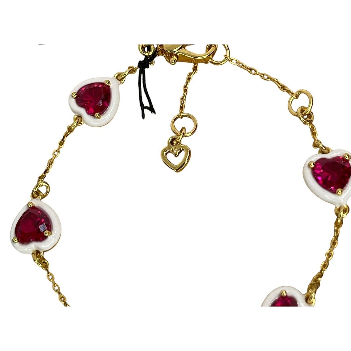 Kate Spade Gold Plated Crystal CZ Heart Charm Bracelet Trendy Chic Style Fashion