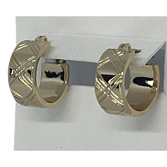 Ralph Lauren Gold Tone Tartan Hoop Earrings Elegant Stunning Style Fashion NWT