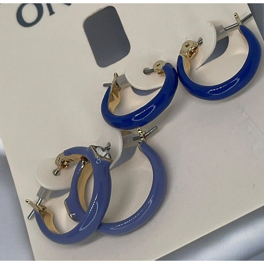 Gold Tone Mini Hoop Earrings (2pc Set) Chic Fashion Stylish Trendy Elegant NWT