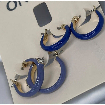 Gold Tone Mini Hoop Earrings (2pc Set) Chic Fashion Stylish Trendy Elegant NWT