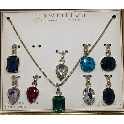 Unwritten Gold Plate Crystal Pendant Necklace (9pc Set) Chic Fashion Trendy Vday