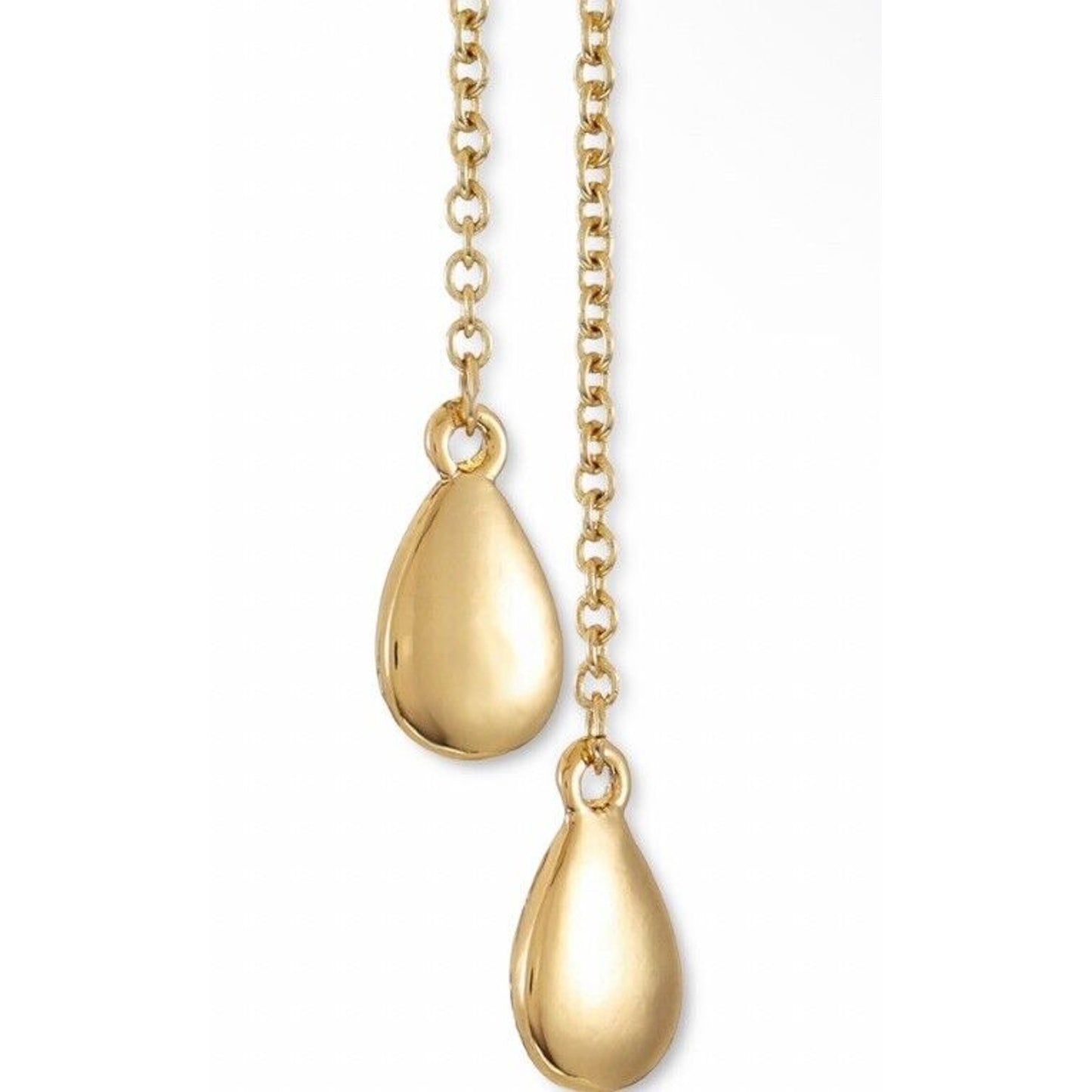 Gold Tone Tear Drop Chain Earrings Elegant Fashion Style Statement Stunning NWT