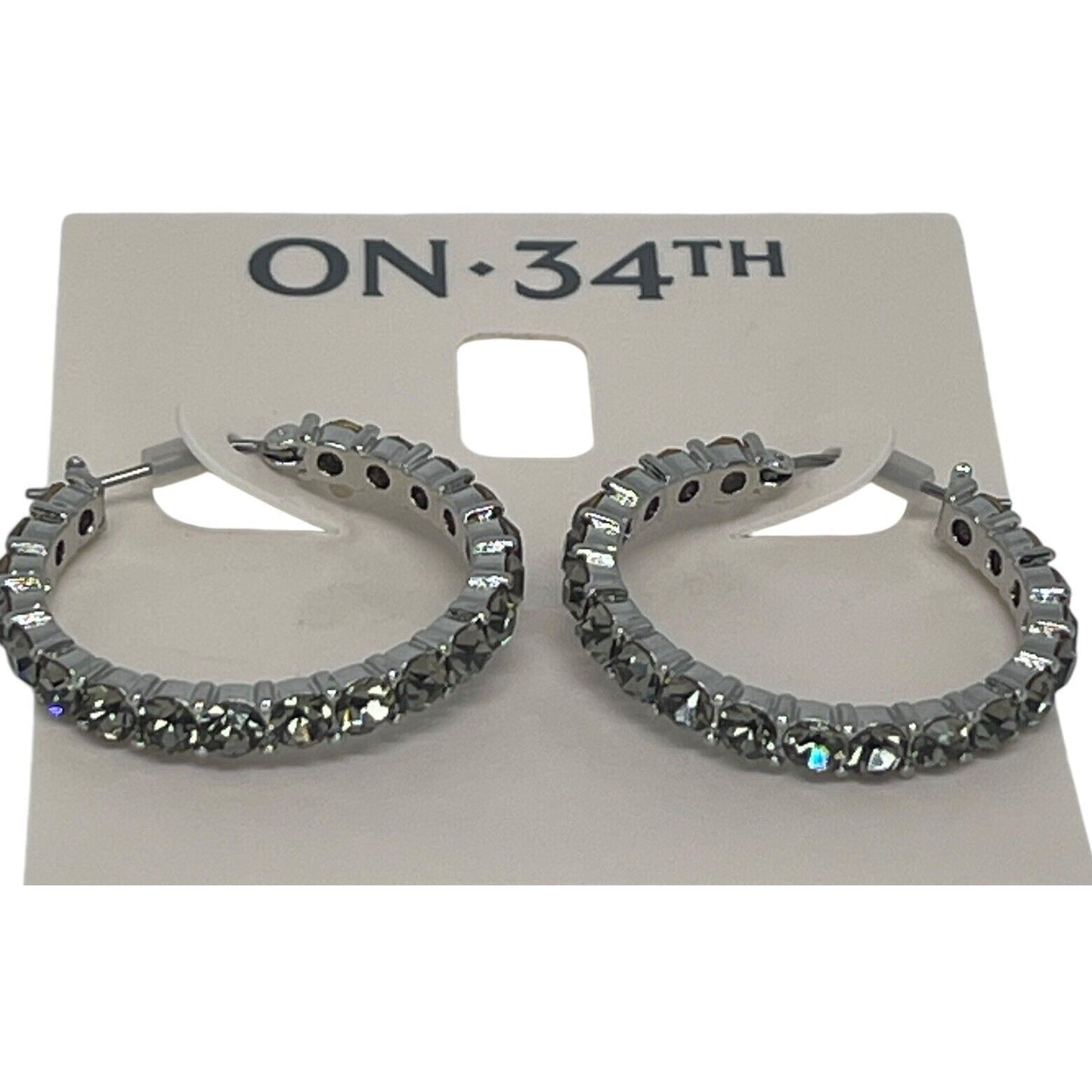 Silver Tone Crystal Hoop Earrings Elegant Chic Style Fashion Stunning Style NWT