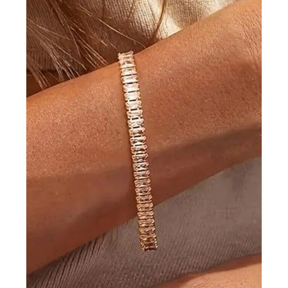 18K Gold Plate CZ Tennis Bracelet Elegant Glitzy Bling Fashion Trendy Cocktail