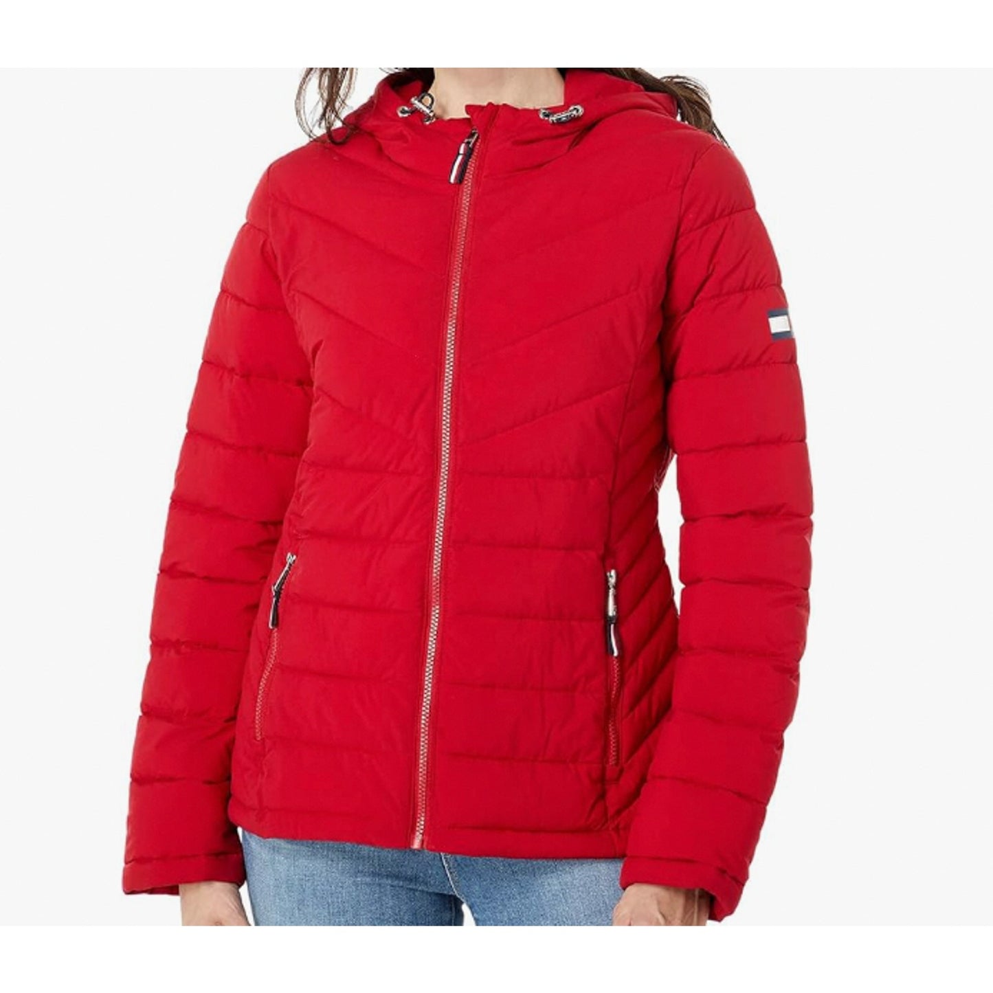 NWT Tommy Jeans Hilfiger Puffer Ski Coat Jacket THFlex Outerwear (Sz S) Crimson