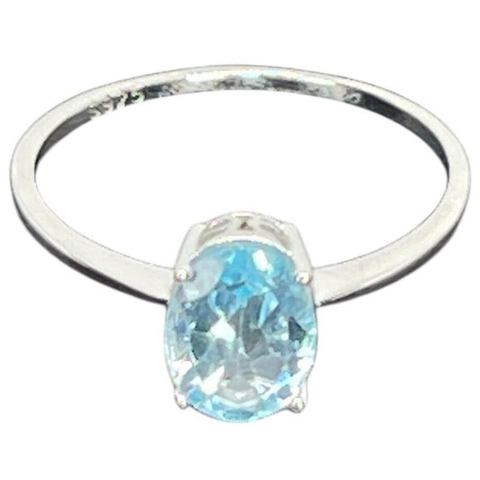 LUXY Gems Natural Blue Topaz Sterling Silver Ring (1.5 ct) Luxury Fashion (Sz 7)