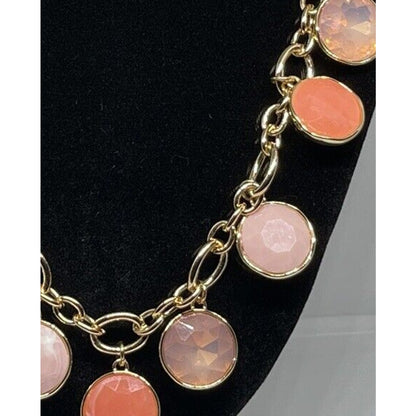 Gold Tone Crystal Stone Necklace Statement Chic Style Stunning Shiny Fashion NWT