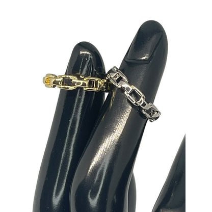 Gold Plated Chain Link Ring Sz 5 (2pc Set) Chic Stylish Fashion Trendy Cocktail