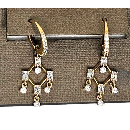 Eliot Danori Gold Plated CZ Drop Earrings Elegant Chic Stunning Trendy Fashion