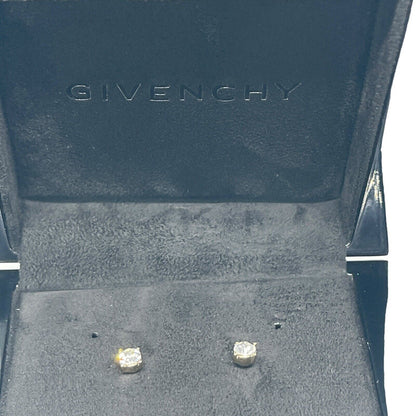 Givenchy Gold Tone CZ Stud Earrings Designer Fashion Everyday Wear Elegant NWT