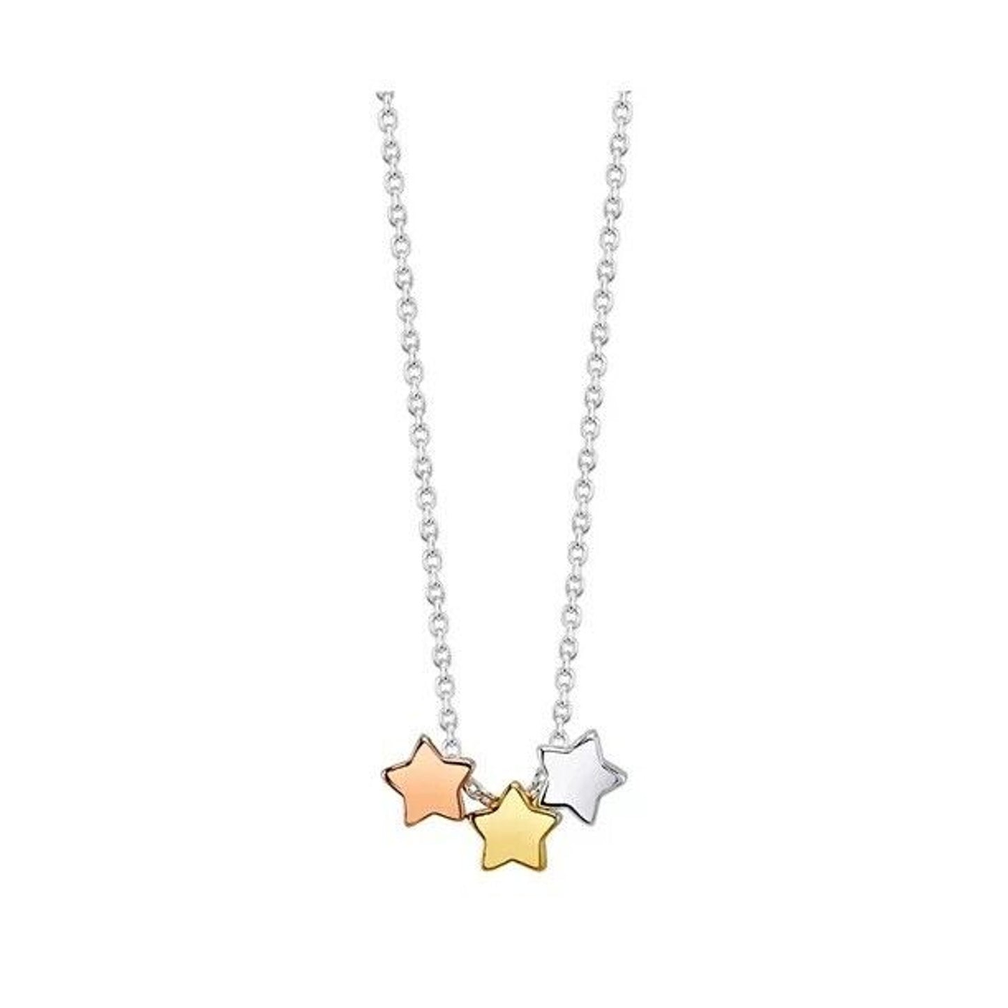 Unwritten Silver Plated Star Pendant Necklace Tri Tone Fashion Stylish Chic NWT