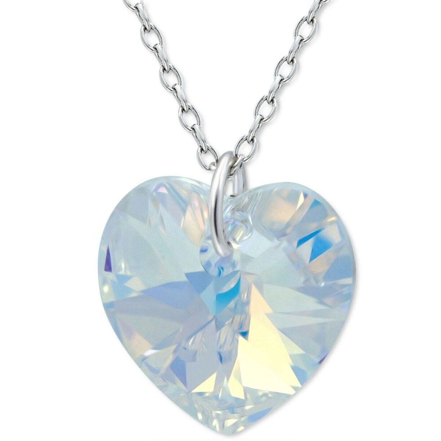 Sterling Silver Swarovski Crystal Heart Necklace Stunning Chic Trendy Style Vday