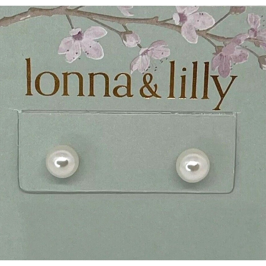 Lonna & Lilly Silver Tone Faux Pearl Earrings Fashion Trendy Style Elegant NWT