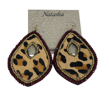 Natasha Gold Tone Animal Print Drop Earrings Chic Style Elegant Fashion Trendy