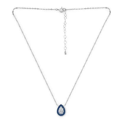 Sterling Silver CZ Teardrop Pendant Necklace Fashion Stylish Trendy Chic Dainty