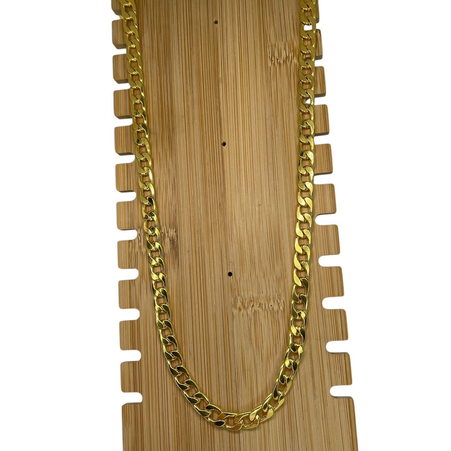 Thick Gold Plate Cuban Chain Necklace Mens 28” (8mm) Bling Flashy Everyday Wear