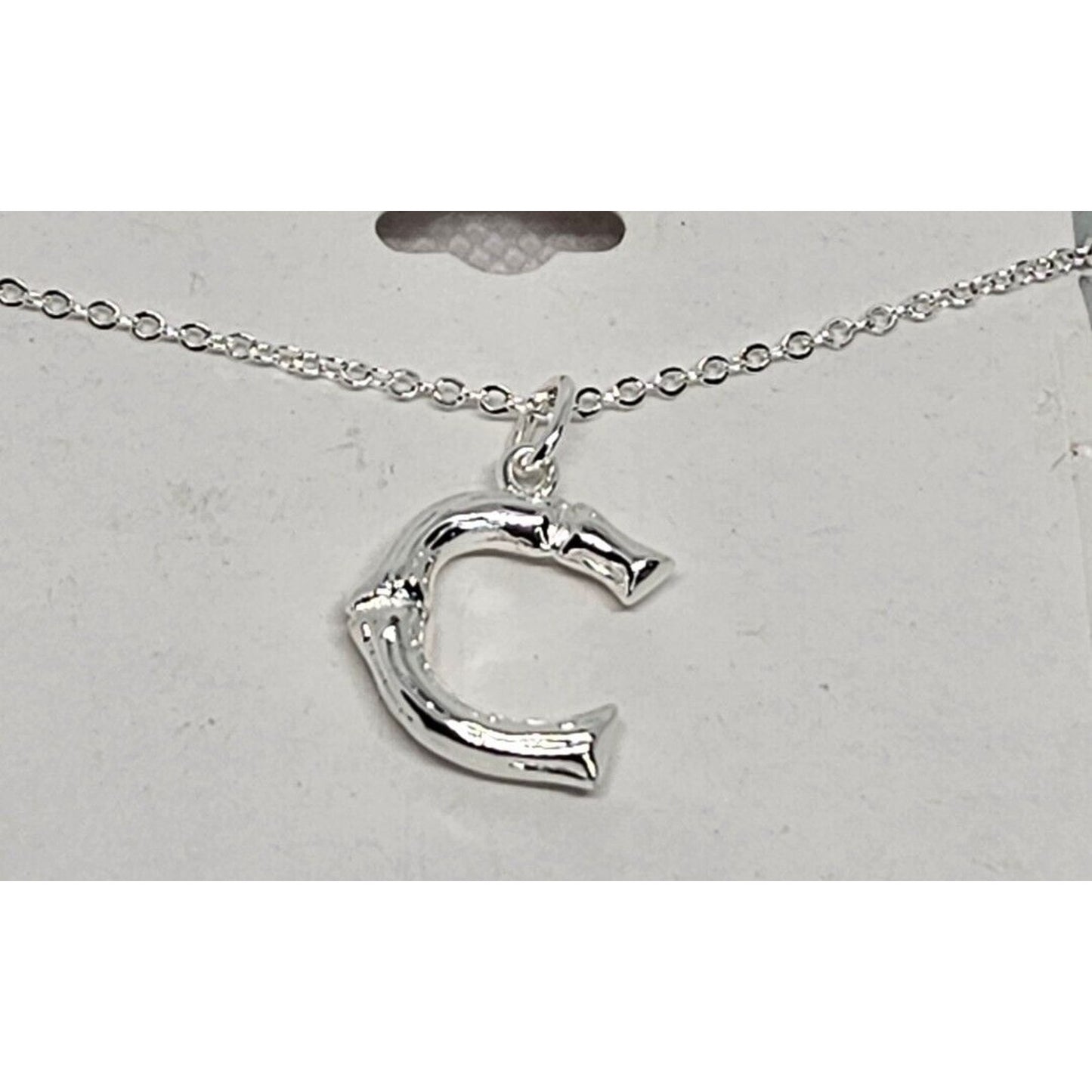 Silver Plated 'C' Initial Pendant Necklace Chic Stylish Fashion Shiny Trendy NWT