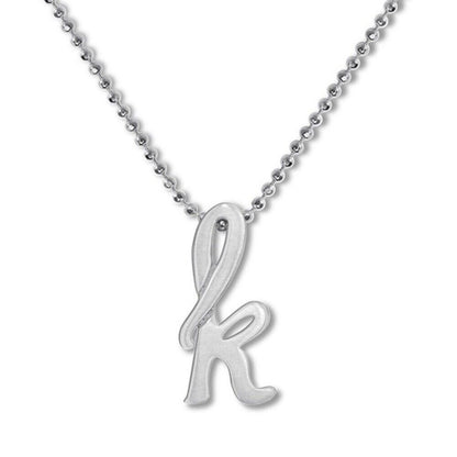 Alex Woo Sterling Silver ‘K’ Initial Pendant Necklace NY Designer Luxury Fashion