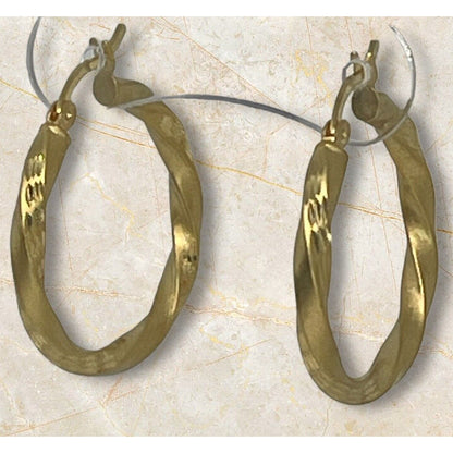 14K Gold Vermeil Satin Twist Hoop Earrings Trendy Elegant Chic Fashion Style NWT