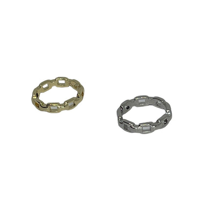 Gold Plated Chain Link Ring Sz 5 (2pc Set) Chic Stylish Fashion Trendy Cocktail