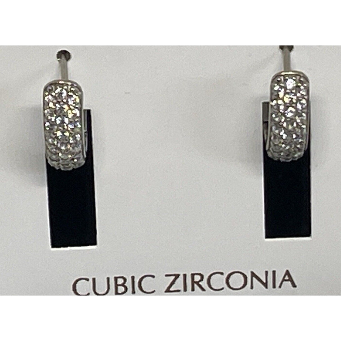 Sterling Silver CZ Huggie Hoop Earrings Stunning Chic Stylish Fashion Shiny NWT