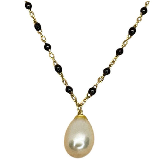 18K Gold Vermeil Pearl (8mm) Beaded Necklace Stunning Chic Trendy Intricate NWT