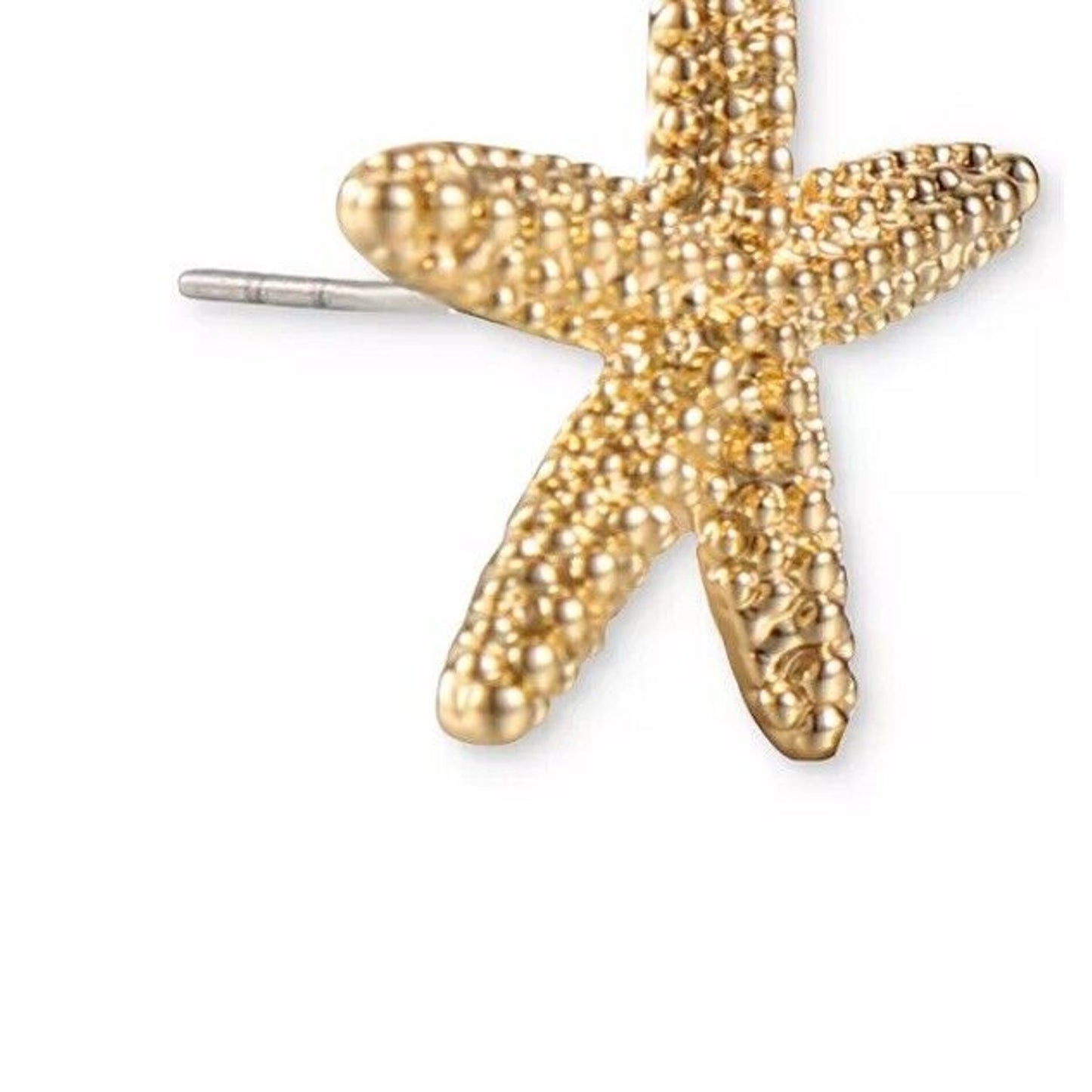 Gold Tone Starfish Earrings Ocean Chic Shiny Intricate Elegant Sea Life Fashion