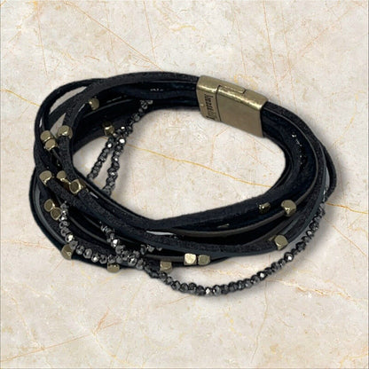 Lonna Lily Gold Tone Flex Bracelet Faux Leather Fashion Elegant Chic Stylish NEW