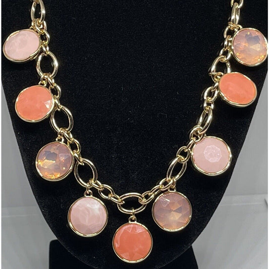 Gold Tone Necklace Crystal Stone Statement Chic Style Stunning Shiny Fashion NWT