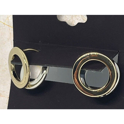 Anne Klein Two Tone Huggie O Hoop Earrings Shiny Trendy Stylish Fashion Chic NWT