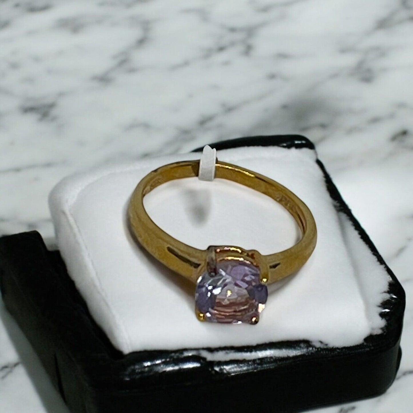 Victoria Townsend 18K Gold Vermeil Faux Amethyst Ring (Sz 6) Chic Trendy Stylish