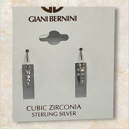 Sterling Silver CZ Hoop Earrings Chic Stylish Elegant Shiny Trendy Fashion NWT