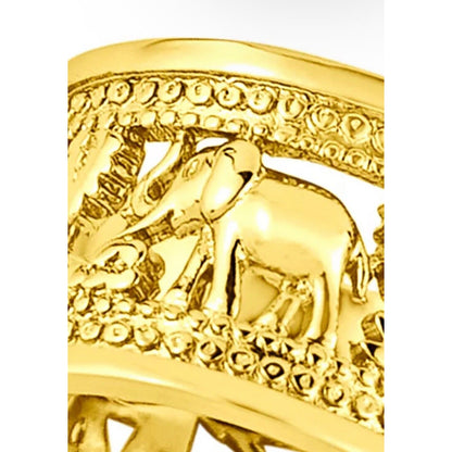 Gold Plated Open Work Elephant Wide Ring (Sz 9) Intricate Stunning Animals Chic