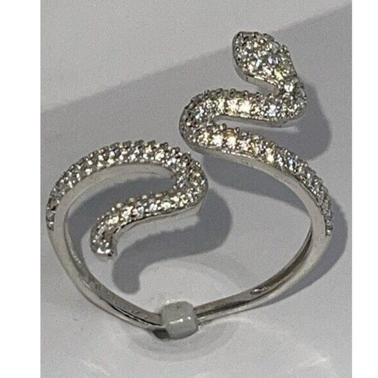 Sterling Silver CZ Snake Ring (Sz 7) Intricate Open Band Stunning Chic Fashion