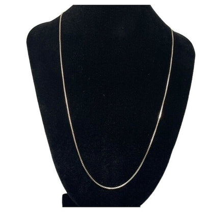 Sterling Silver Box Chain Necklace 22” Fashion Stylish Trendy Chic Minimal Shiny