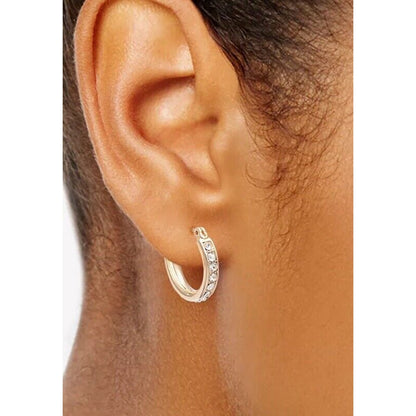 Tri-Tone Crystal Hoop Earrings (3pc Set) Trendy Stylish Fashion Elegant Chic NWT