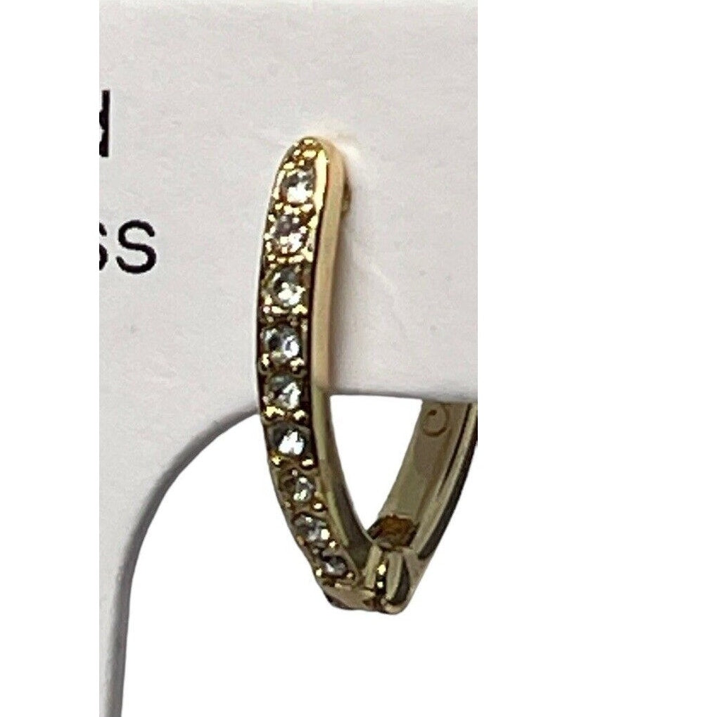 18K Gold Plate CZ Oval Hoop Earrings Chic Stylish Fashion Everyday Wear Minimal