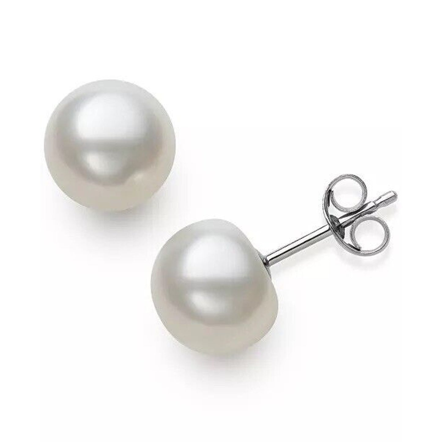 Pearl (8mm) Sterling Silver Earrings Chic Elegant Trendy Fashion Style Stunning