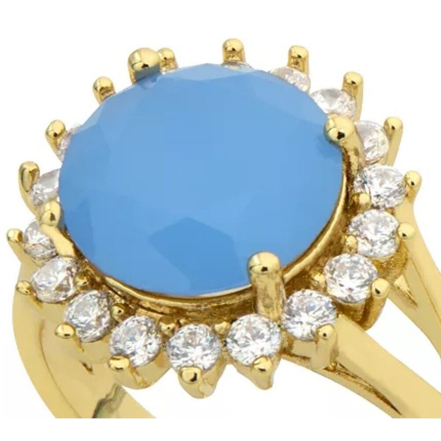 Gold Plated Flower CZ Ring (Sz 5) Chic Stunning Trendy Fashion Chic Stylish NWT