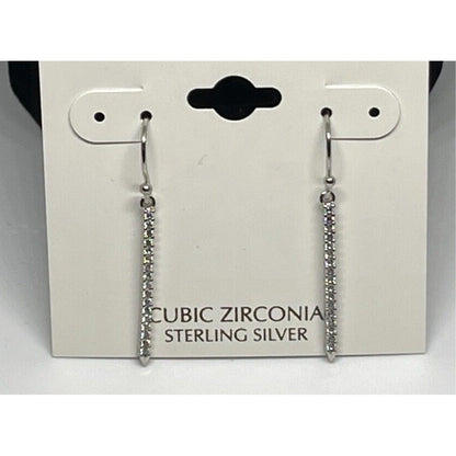 Sterling Silver Textured CZ Drop Earrings Chic Stylish Fashion Elegant Cocktail