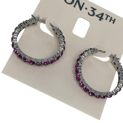 Silver Tone Crystal Hoop Earrings Elegant Chic Style Fashion Stunning Style NWT