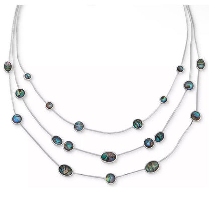 Anne Klein Silver Tone Abalone Stone Necklace Stunning Elegant Fashion Stylish