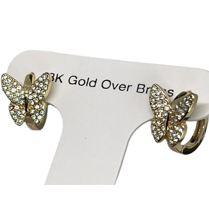 18K Gold Plate Butterfly Earrings Chic Stylish Fashion Intricate Stunning NWT