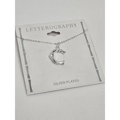 Silver Plated 'C' Initial Pendant Necklace Chic Stylish Fashion Shiny Trendy NWT