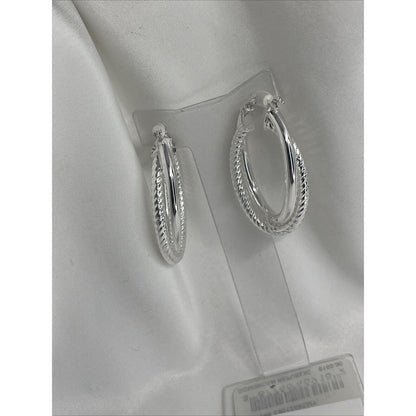 Sterling Silver Textured Twist Hoop Earrings Stunning Style Fashion Trendy Chic