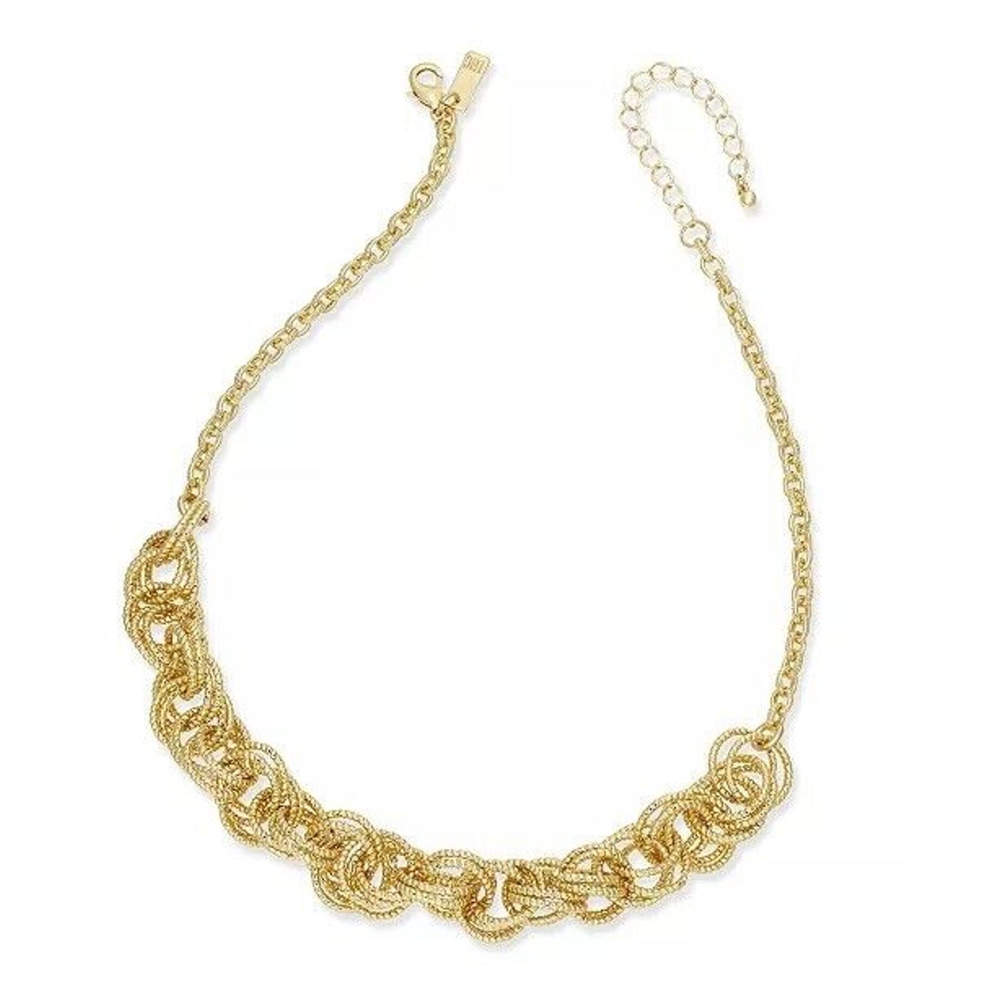 Gold Tone Rope Chain Necklace Intricate Chic Statement Cocktail Fashion Elegant