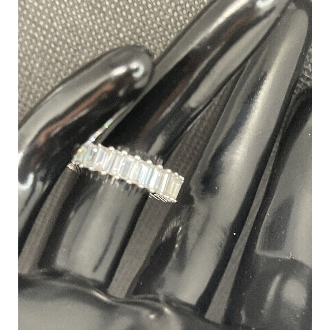 Silver Plated Baguette CZ Ring (Sz 7) Chic Stylish Trendy Fashion Stunning NWT