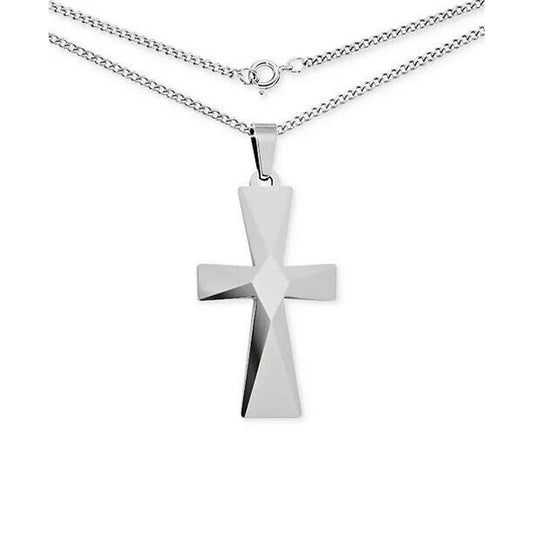 Tungsten Cross Pendant Necklace Men's 24” Faith Minimal Everyday Wear Sleek NWT