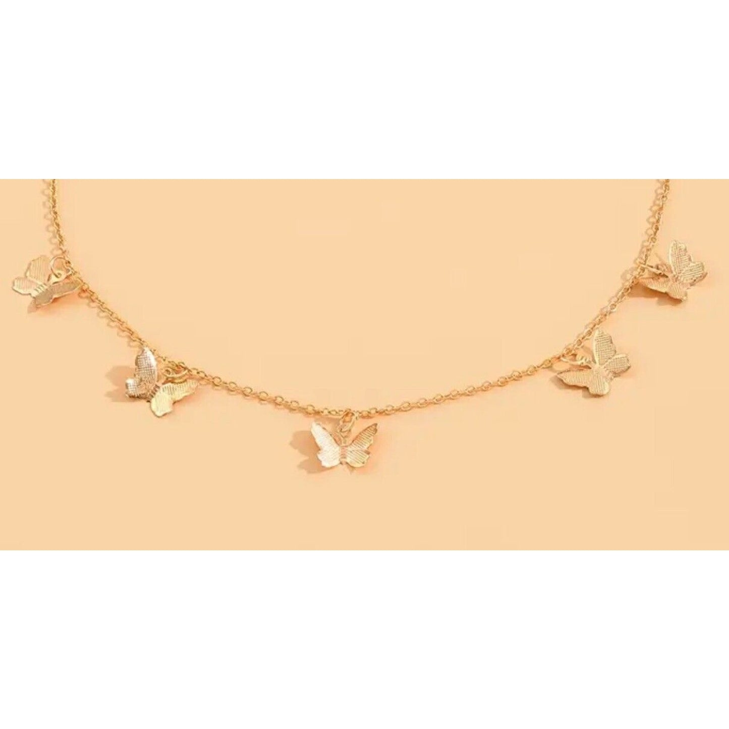 18K Gold Plated Butterfly Collar Necklace Chic Stylish Fashion Trendy Shiny NWT